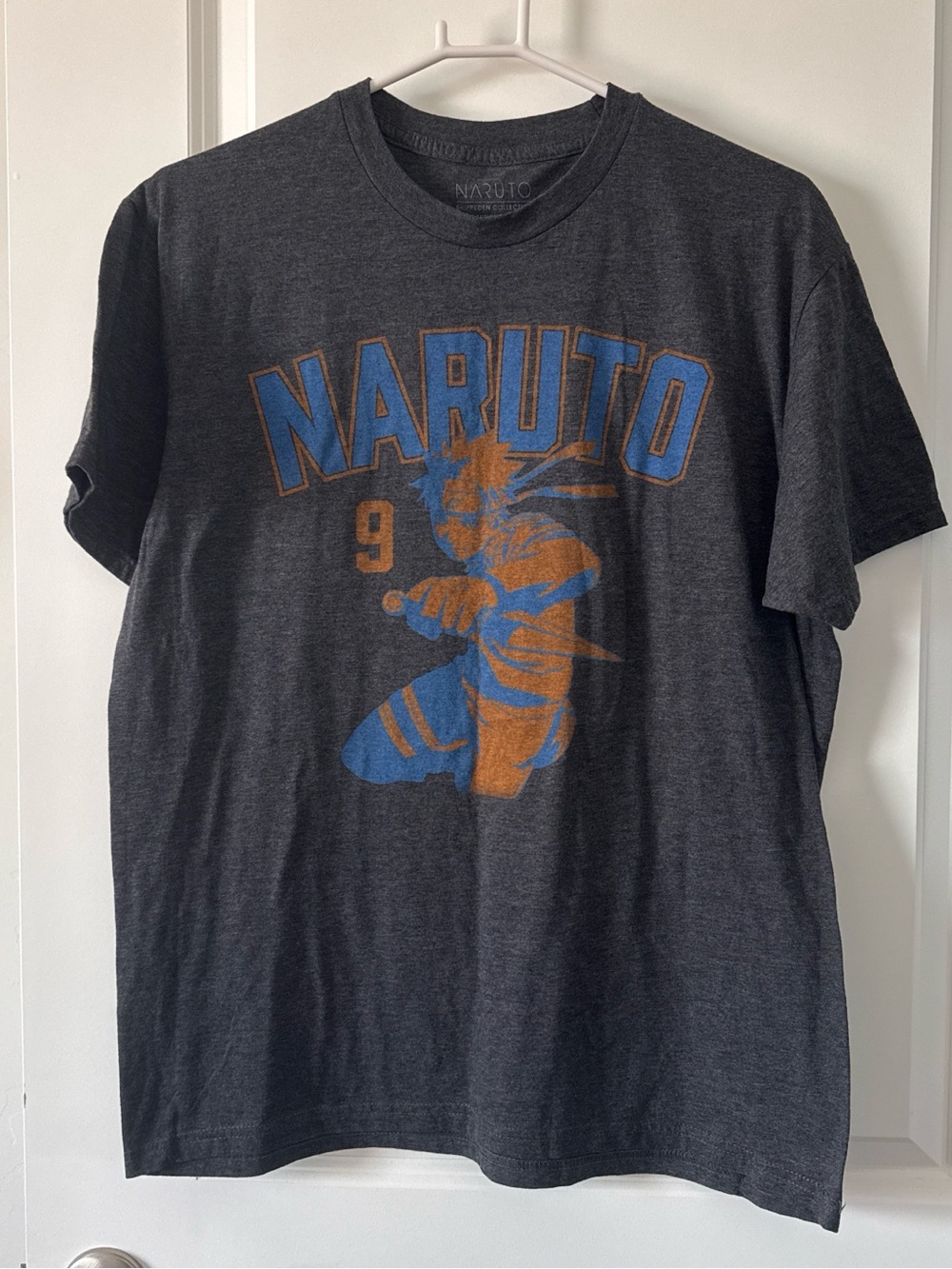 Men's Graphic Tee - Charcoal with Blue & Orange Print